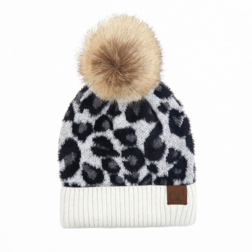 C.C® Beanie Soft Leopard Pom Hats, Women Teen Girls by Truly Contagious