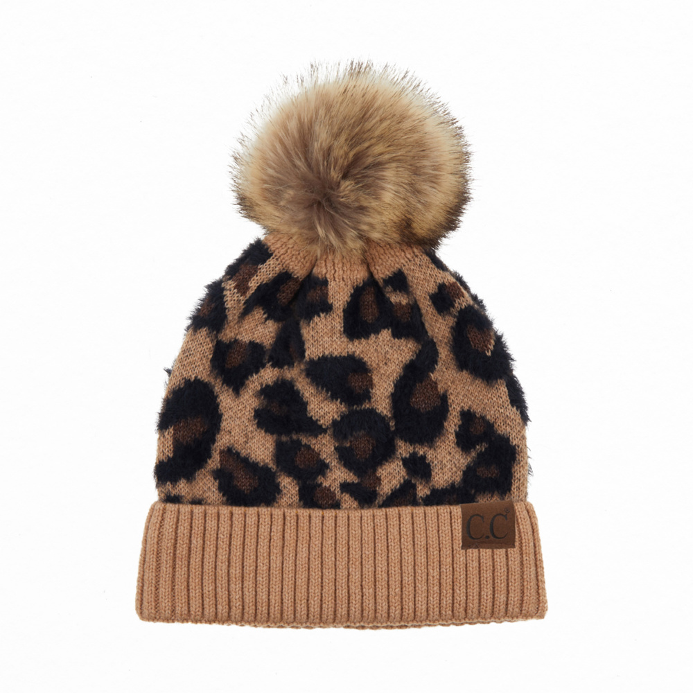 C.C® Beanie Soft Leopard Pom Hats, Women Teen Girls by Truly Contagious