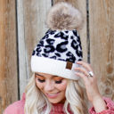 Ivory Leopard C.C® Beanie Soft Leopard Pom Hats, Women Teen Girls by Truly Contagious