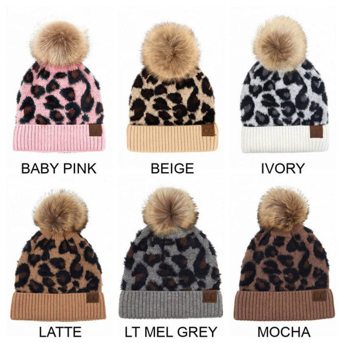CC Beanie Leopard Pom Winter Hats for Adult and Kids by Truly Contagious