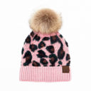 Baby Pink CC Beanie Leopard Pom Winter Hats for Adult and Kids by Truly Contagious