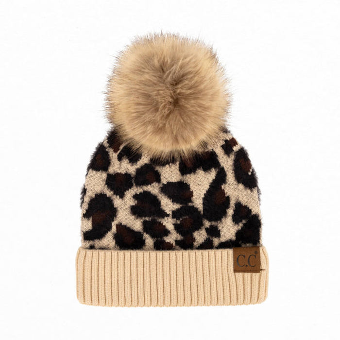 CC Beanie Leopard Pom Winter Hats for Adult and Kids by Truly Contagious