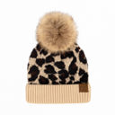 Beige CC Beanie Leopard Pom Winter Hats for Adult and Kids by Truly Contagious