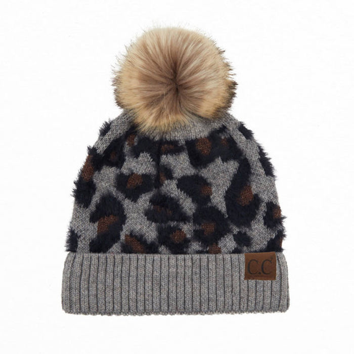 CC Beanie Leopard Pom Winter Hats for Adult and Kids by Truly Contagious