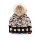 Beige CC Fire Cozy Buffalo Plaid Beanie
