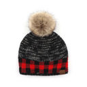 Black/Red CC Fire Cozy Buffalo Plaid Beanie