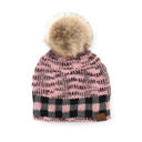Dusty Rose CC Fire Cozy Buffalo Plaid Beanie