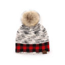 Ivory/Red CC Fire Cozy Buffalo Plaid Beanie