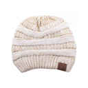 Metallic Ivory/Gold | Youth - Adult C.C® Beanie Cozy Metallic Cable Knit Skully Hats by Truly Contagious