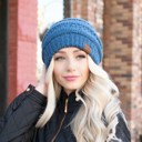 Metallic Dark Denim | Youth - Adult C.C® Beanie Cozy Metallic Cable Knit Skully Hats by Truly Contagious
