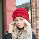 Metallic Red | Youth - Adult C.C® Beanie Cozy Metallic Cable Knit Skully Hats by Truly Contagious