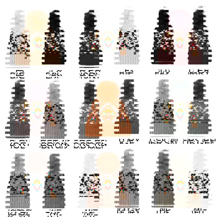 C.C® Beanie Southwestern Pom Hats by Truly Contagious
