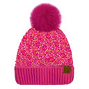 Hot Pink CC Kids Sequin Plush Pom Beanie