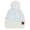 White CC Kids Sequin Plush Pom Beanie
