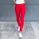 XL-2XL (Pant Size 11-13) Long - Red Truly Contagious Premium Stretch Soft High Waisted Jeggings for Women - Denim Leggings - Cotton Stretch Blend - Long