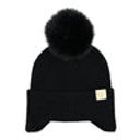 Black C.C® Toasty and Warm Pom Ear Flap Kids Beanie