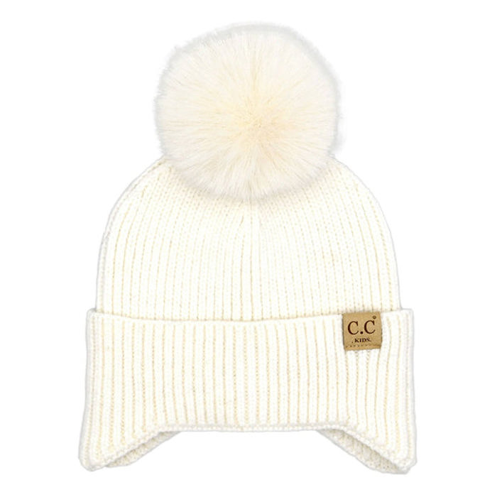 C.C® Toasty and Warm Pom Ear Flap Kids Beanie