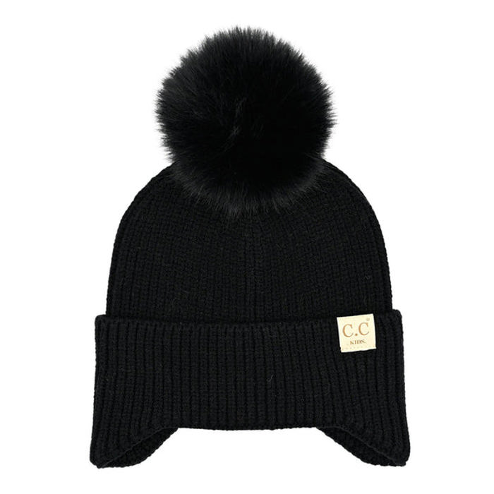C.C® Toasty and Warm Pom Ear Flap Kids Beanie