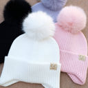 Lavender C.C® Toasty and Warm Pom Ear Flap Kids Beanie