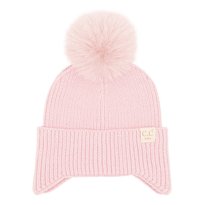 C.C® Toasty and Warm Pom Ear Flap Kids Beanie