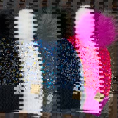 CC Sequin Plush Pom Beanie | Adult and Kid Sizes