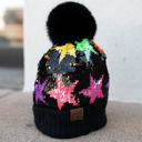  CC South Western Pattern Plush Pom Beanie | Adult and Kid Sizes