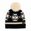 Black Multi CC South Western Pattern Plush Pom Beanie | Adult and Kid Sizes