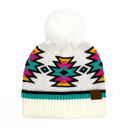 Ivory CC South Western Pattern Plush Pom Beanie | Adult and Kid Sizes