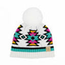 Ivory CC South Western Pattern Plush Pom Beanie | Adult and Kid Sizes