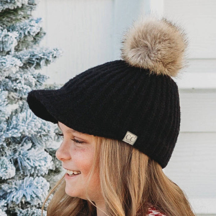 CC Kid and Adult Sizes Winter Knitted Ball Cap Beanie