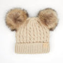 Beige -(Size 1T to 4T)) C.C® Kids Double Pom Beanies Hats