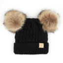 Black  -(Size 1T to 4T) C.C® Kids Double Pom Beanies Hats