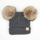 Ivory -(Size 1T to 4T) C.C® Kids Double Pom Beanies Hats