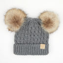 Light Melange Grey  -(Size 1T to 4T) C.C® Kids Double Pom Beanies Hats