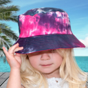 Navy/Hot Pink CC Kids Reversible Tie-Dye Bucket Hat