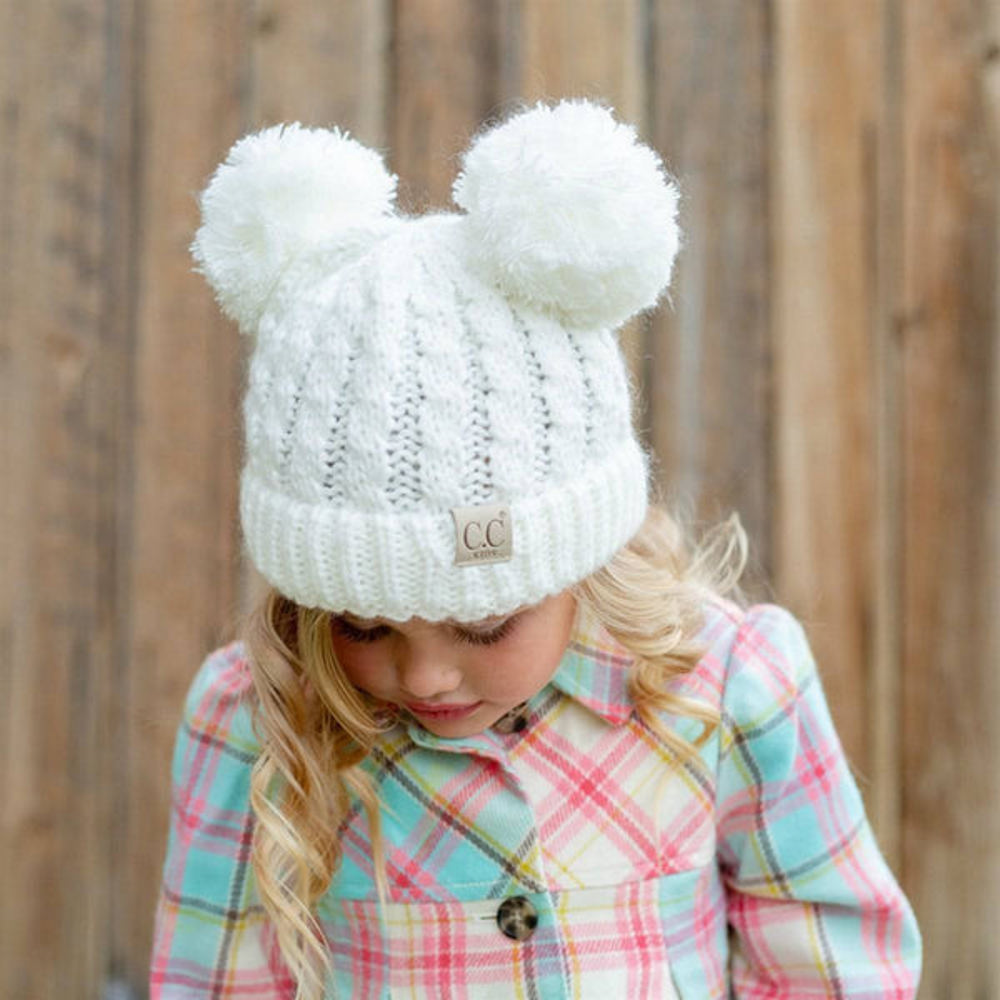 CC Kids Double Pom Kids Toddler to Adult Winter Beanies