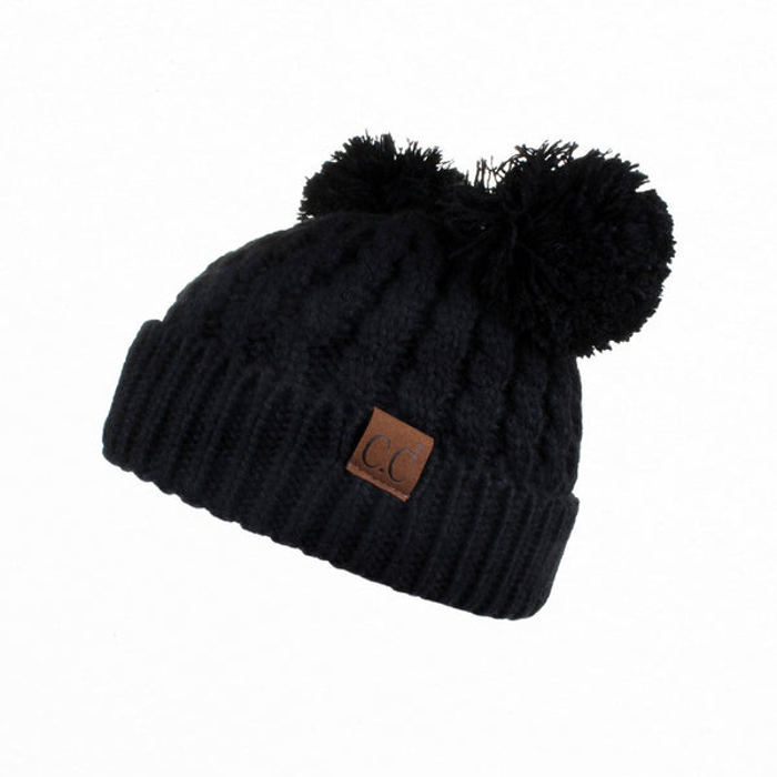 CC Kids Double Pom Kids Toddler to Adult Winter Beanies