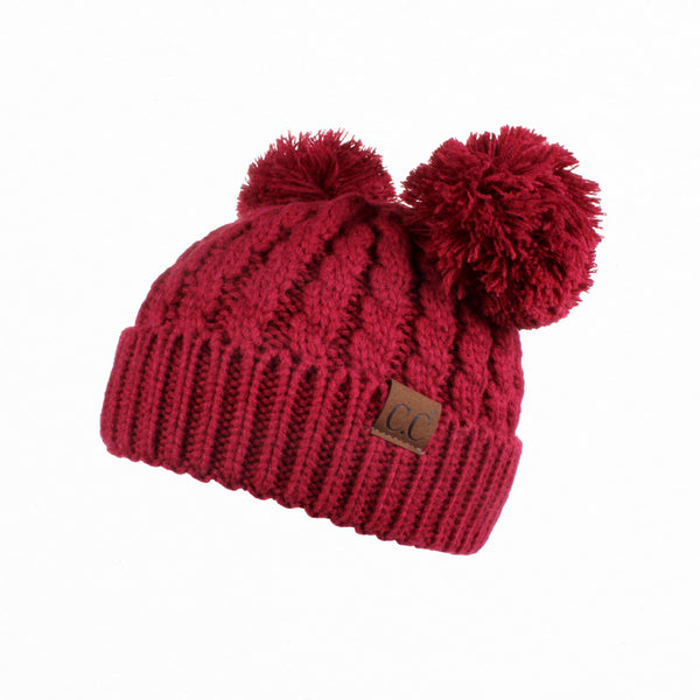 CC Kids Double Pom Kids Toddler to Adult Winter Beanies