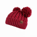 Burgundy - Age 7 - Up to Adult CC Kids Double Pom Kids Toddler to Adult Winter Beanies