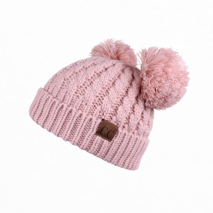 CC Kids Double Pom Kids Toddler to Adult Winter Beanies