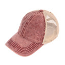 Berry CC Kids Washed Denim Pony Hats Criss Cross Style Women Cap for Ponytails