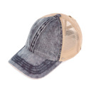 Denim CC Kids Washed Denim Pony Hats Criss Cross Style Women Cap for Ponytails