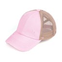 Baby Pink/Beige CC Multi-Level Criss Cross Kids Baseball Ponytail Cap Hat