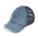 Denim/Navy CC Multi-Level Criss Cross Kids Baseball Ponytail Cap Hat