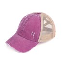 Grape/Beige CC Multi-Level Criss Cross Kids Baseball Ponytail Cap Hat