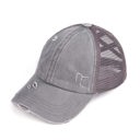 Grey CC Multi-Level Criss Cross Kids Baseball Ponytail Cap Hat