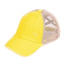 Lemon/Beige CC Multi-Level Criss Cross Kids Baseball Ponytail Cap Hat