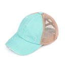 Mint/Beige CC Multi-Level Criss Cross Kids Baseball Ponytail Cap Hat