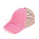 Pink/Beige CC Multi-Level Criss Cross Kids Baseball Ponytail Cap Hat