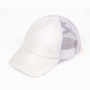 White CC Multi-Level Criss Cross Kids Baseball Ponytail Cap Hat